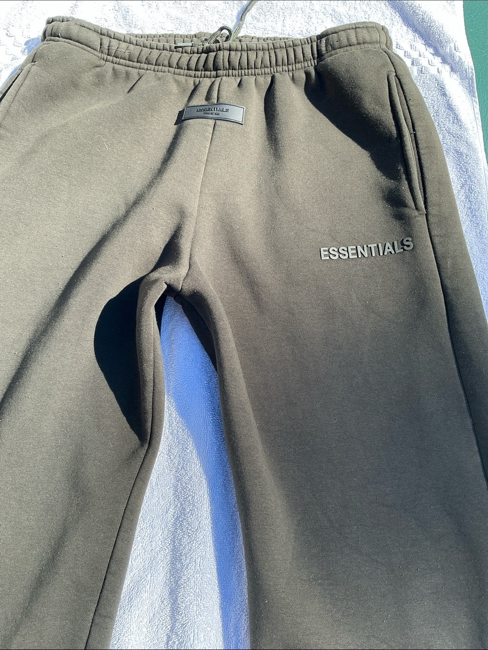 Essentials Fear of God Sweatpants Black Fleece Lined Drawstring Waist
